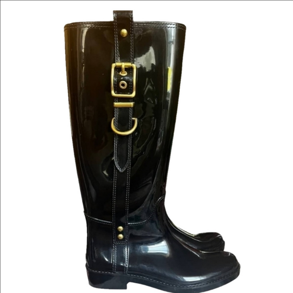 Coach Tasha Riding Style Tall Rain Boots, Women's size 8 - Picture 1 of 8